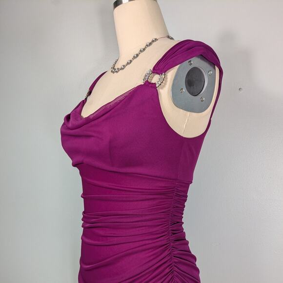 Vintage Betsy Adam Prom Dress Maxi Gown 8 Purple Pink Y2K Fairy Glam Ruffle - Picture 4 of 15